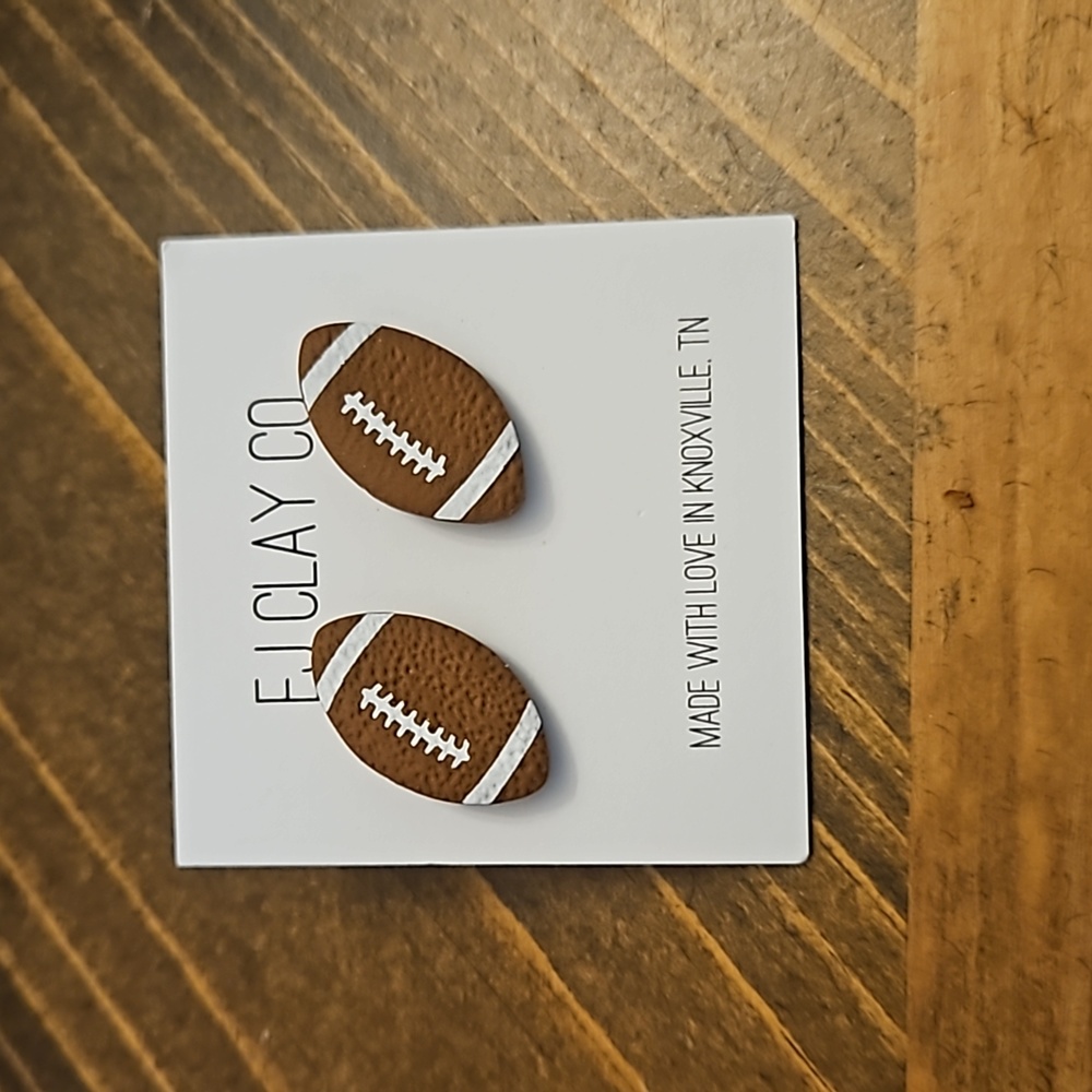 EJ CLAY football stud earrings NWT